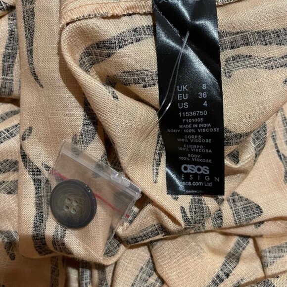 ASOS Maxi Dress Women’s Size 4 US Tan Beige Black Animal Print Knot Front V-Neck - Picture 12 of 12